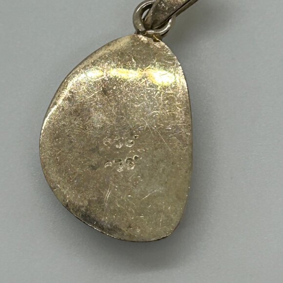 Vintage Sterling Silver Larimar Pendant Earring Set 925 Blue Pectolite Cabochon - Picture 11 of 11